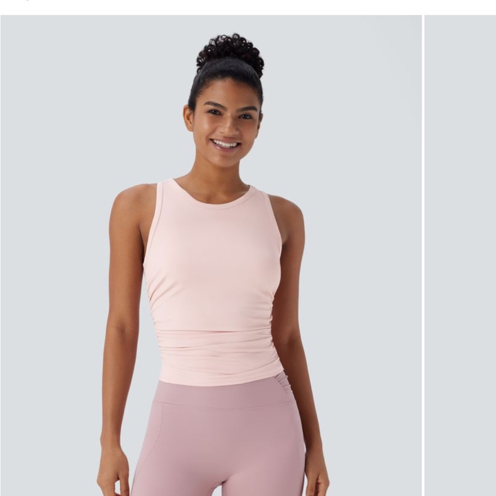 HALARA Pale Pink High-Neck Tank Top
